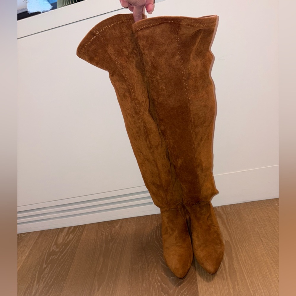 Brown Suede Over-the-Knee Boots